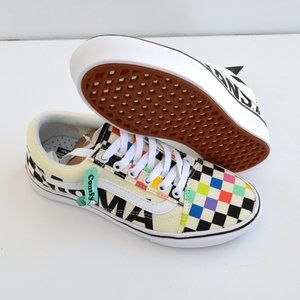 Vans Moma checker confycush old skool  multi tan black and white sneaker shoes 6